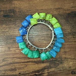 Multi colored beaded elastic bracelet
